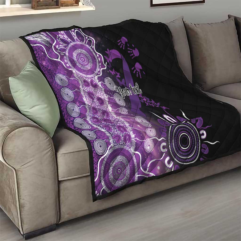 Domestic Violence Awareness Personalised Quilt Aboriginal Ribbon Dot Painting