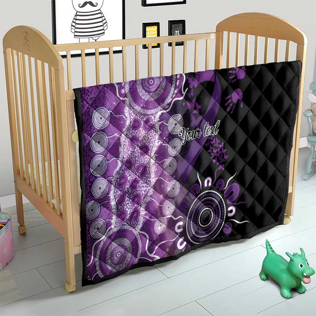 Domestic Violence Awareness Personalised Quilt Aboriginal Ribbon Dot Painting