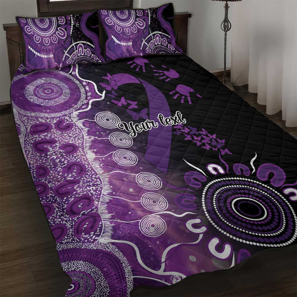 Domestic Violence Awareness Personalised Quilt Bed Set Aboriginal Ribbon Dot Painting