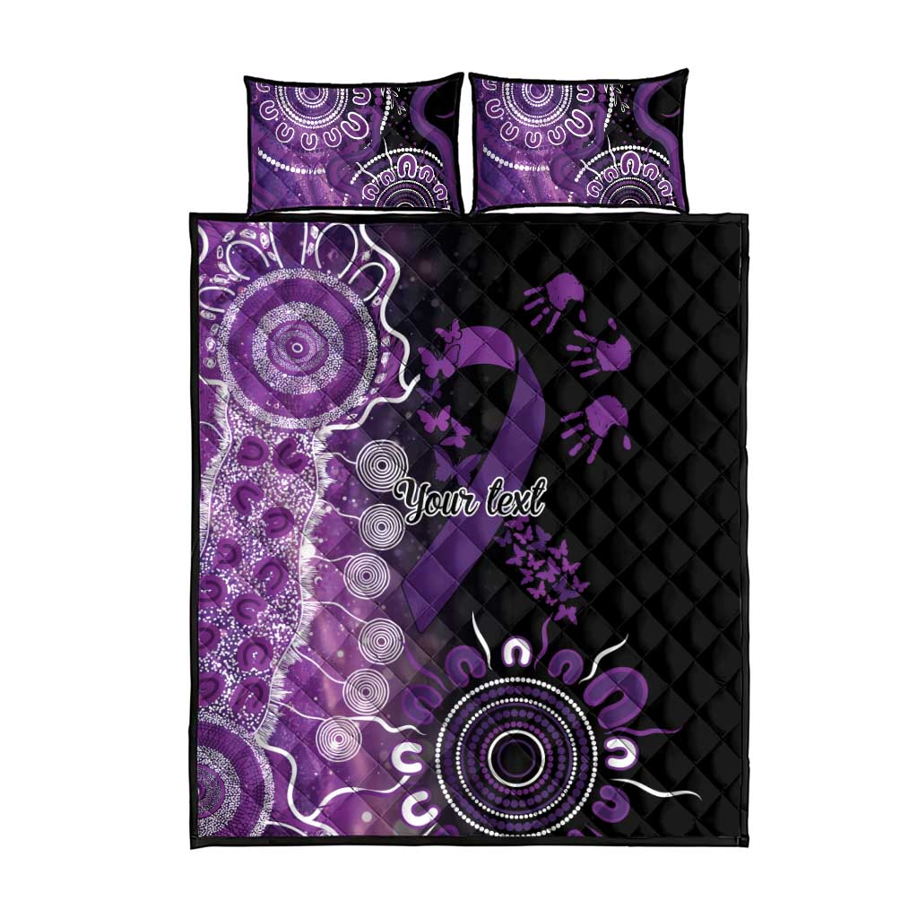 Domestic Violence Awareness Personalised Quilt Bed Set Aboriginal Ribbon Dot Painting