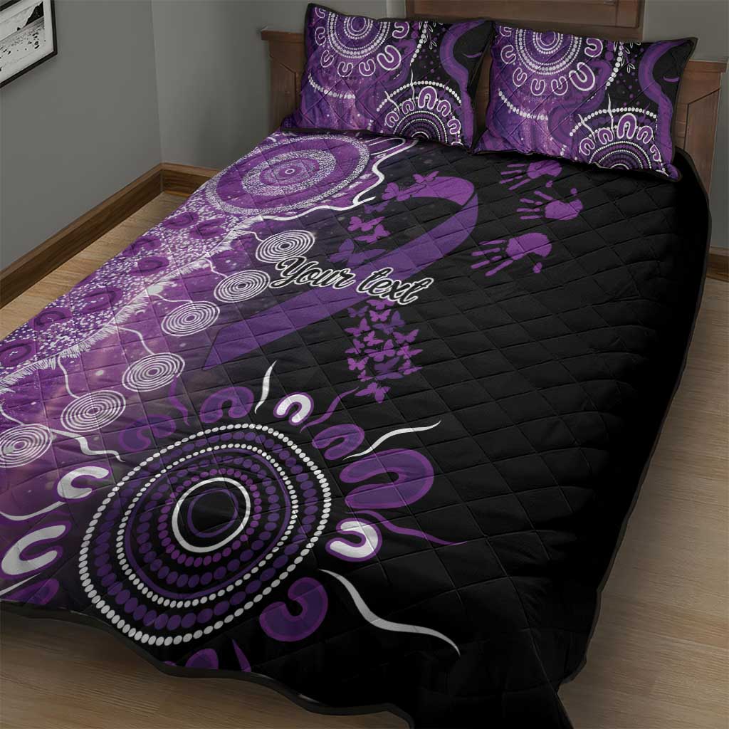 Domestic Violence Awareness Personalised Quilt Bed Set Aboriginal Ribbon Dot Painting