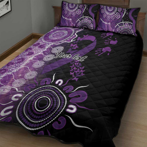 Domestic Violence Awareness Personalised Quilt Bed Set Aboriginal Ribbon Dot Painting