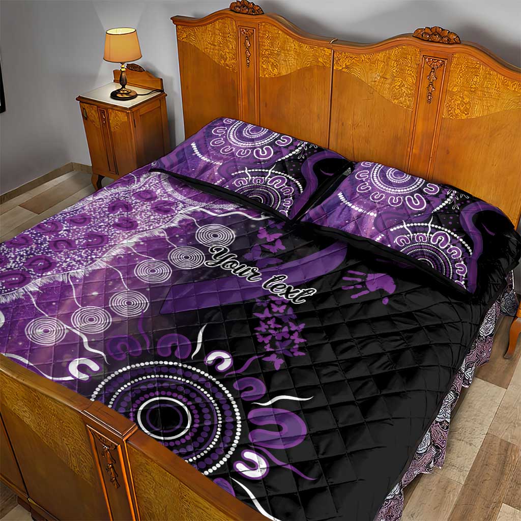 Domestic Violence Awareness Personalised Quilt Bed Set Aboriginal Ribbon Dot Painting