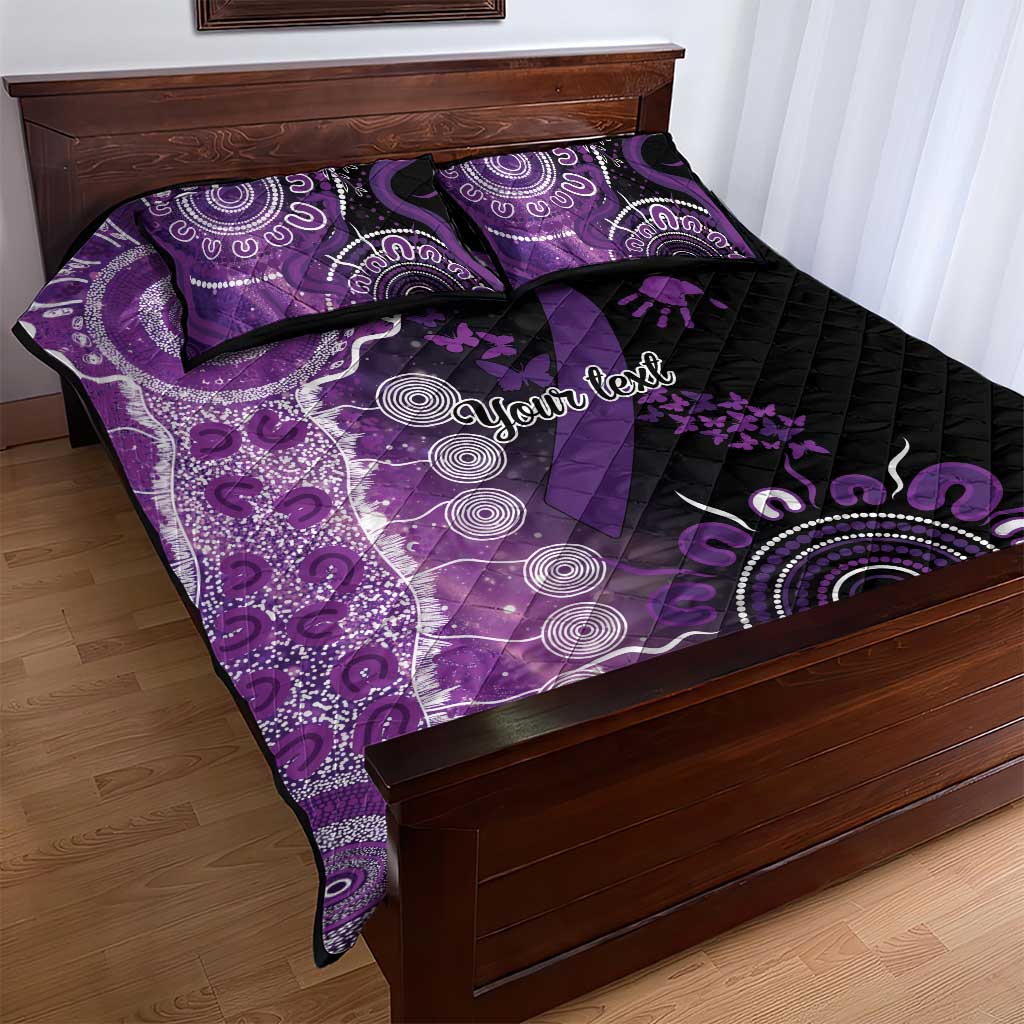 Domestic Violence Awareness Personalised Quilt Bed Set Aboriginal Ribbon Dot Painting