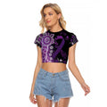 Domestic Violence Awareness Personalised Raglan Cropped T Shirt Aboriginal Ribbon Dot Painting