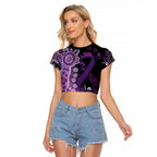 Domestic Violence Awareness Personalised Raglan Cropped T Shirt Aboriginal Ribbon Dot Painting