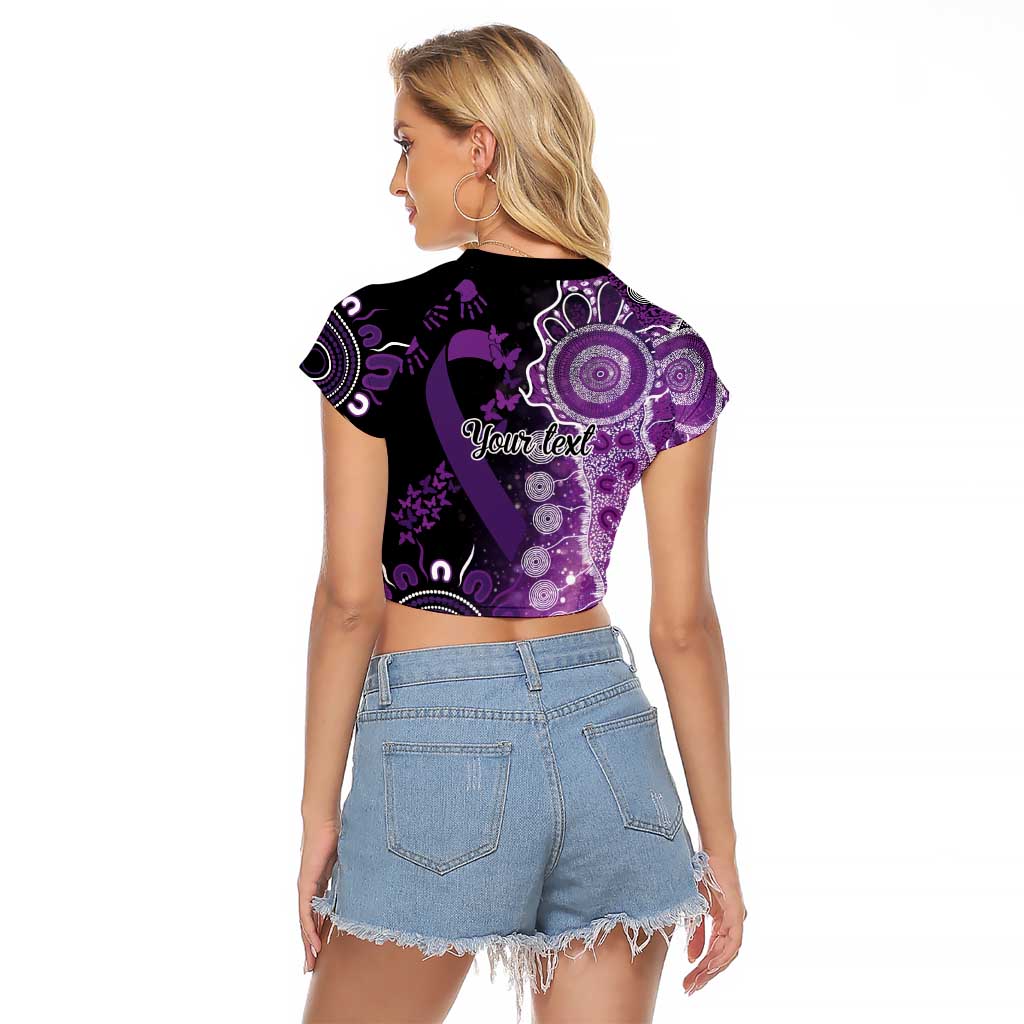 Domestic Violence Awareness Personalised Raglan Cropped T Shirt Aboriginal Ribbon Dot Painting