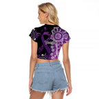 Domestic Violence Awareness Personalised Raglan Cropped T Shirt Aboriginal Ribbon Dot Painting