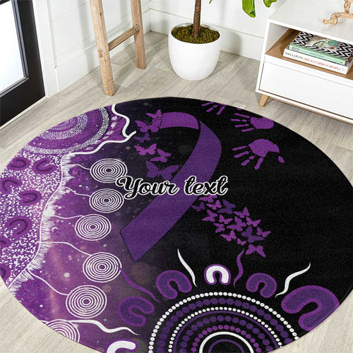 Domestic Violence Awareness Personalised Round Carpet Aboriginal Ribbon Dot Painting