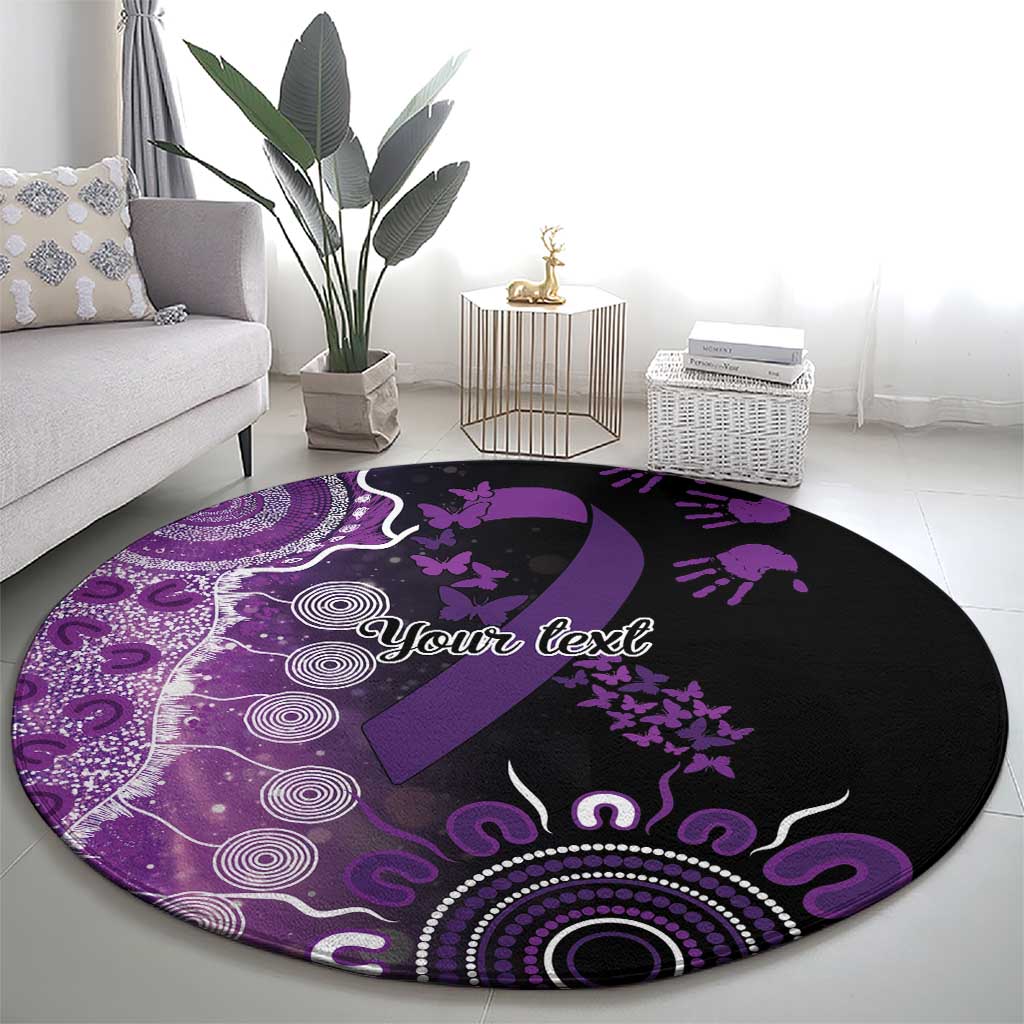Domestic Violence Awareness Personalised Round Carpet Aboriginal Ribbon Dot Painting