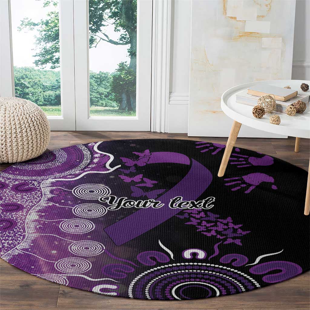 Domestic Violence Awareness Personalised Round Carpet Aboriginal Ribbon Dot Painting