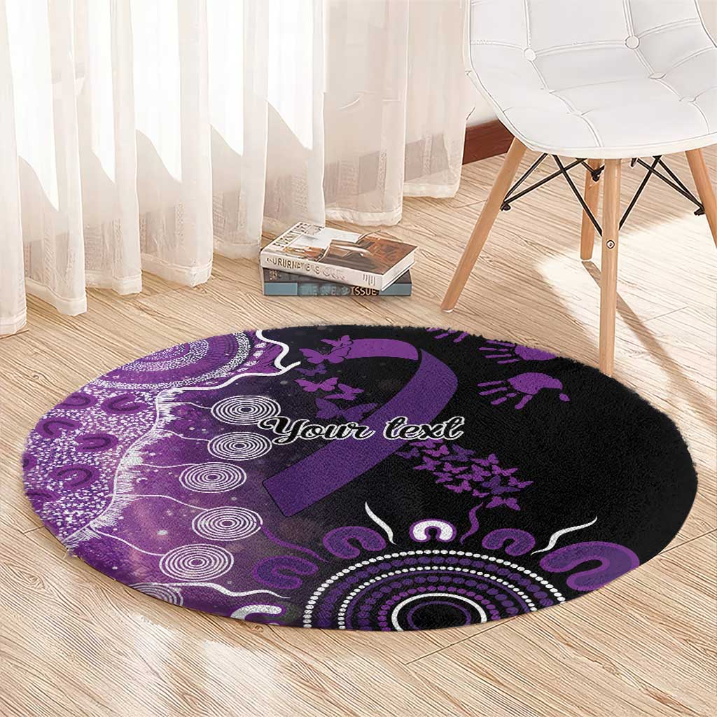 Domestic Violence Awareness Personalised Round Carpet Aboriginal Ribbon Dot Painting