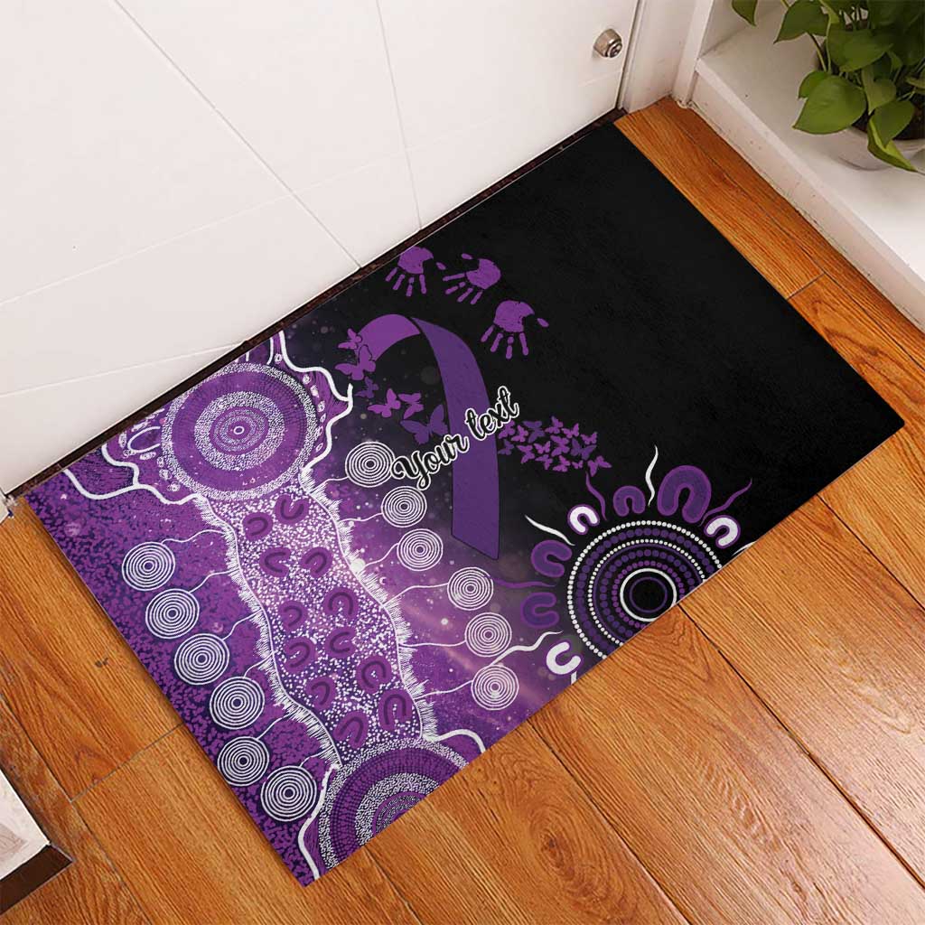 Domestic Violence Awareness Personalised Rubber Doormat Aboriginal Ribbon Dot Painting