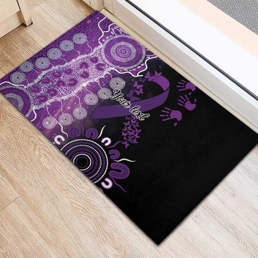 Domestic Violence Awareness Personalised Rubber Doormat Aboriginal Ribbon Dot Painting
