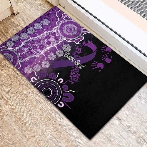 Domestic Violence Awareness Personalised Rubber Doormat Aboriginal Ribbon Dot Painting