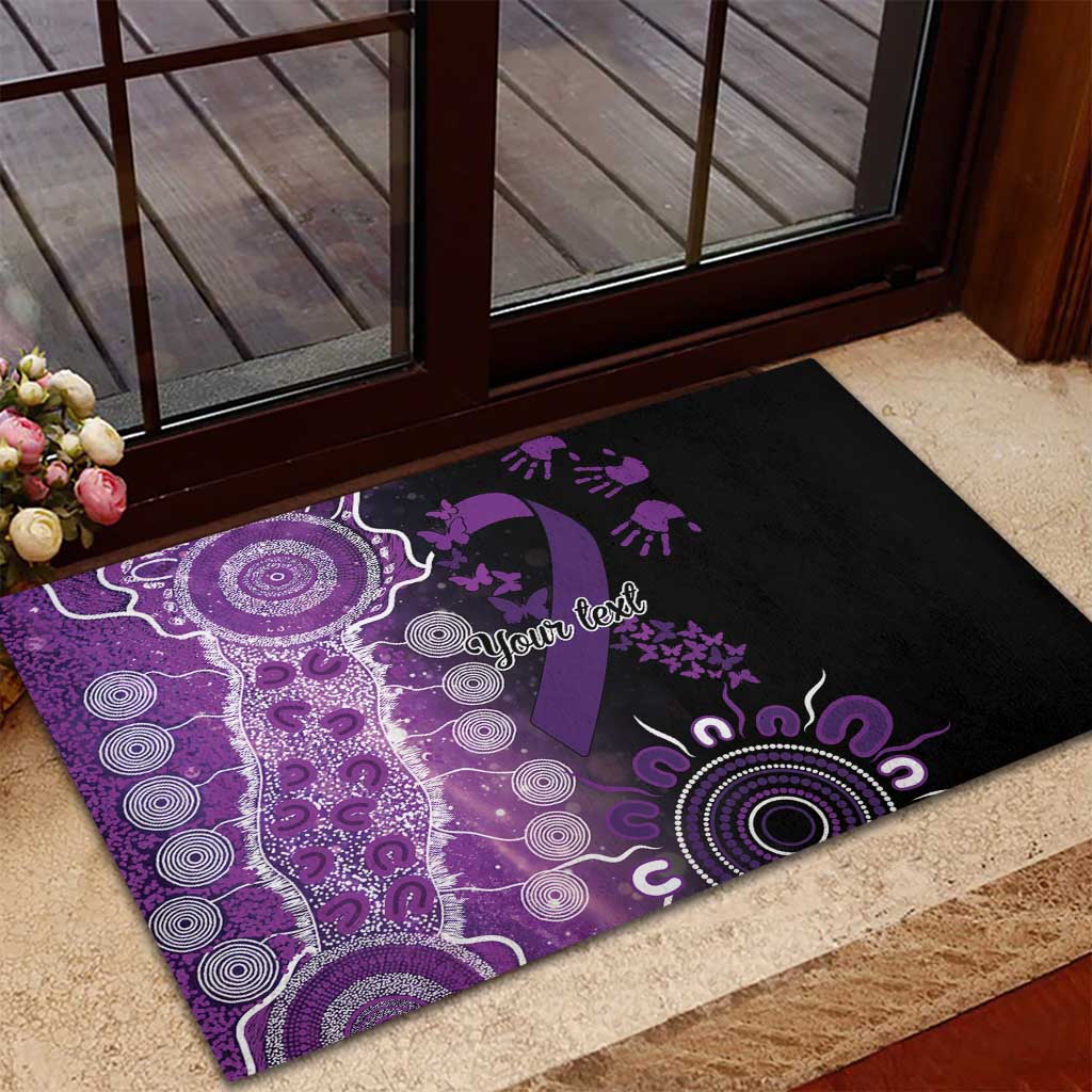 Domestic Violence Awareness Personalised Rubber Doormat Aboriginal Ribbon Dot Painting