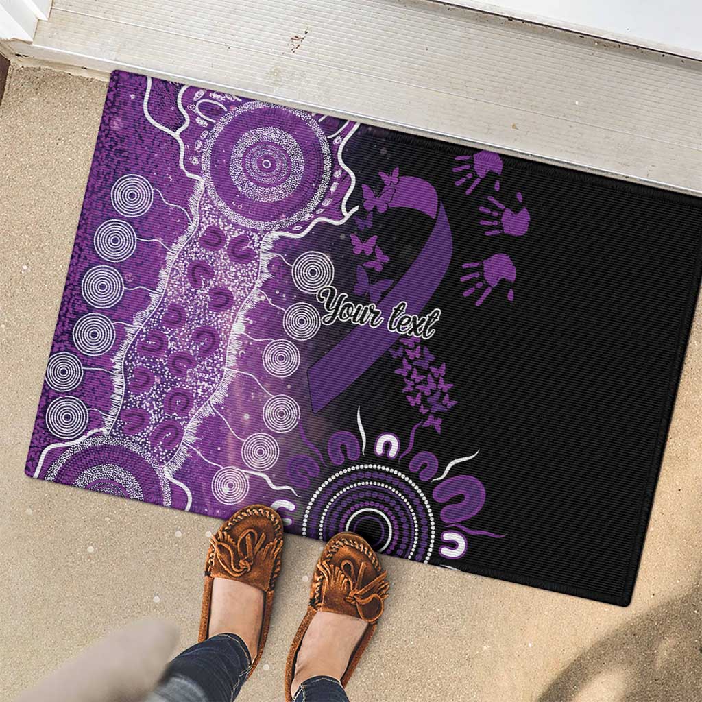 Domestic Violence Awareness Personalised Rubber Doormat Aboriginal Ribbon Dot Painting