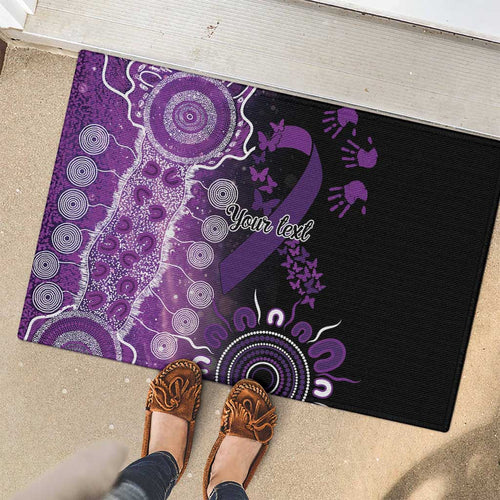 Domestic Violence Awareness Personalised Rubber Doormat Aboriginal Ribbon Dot Painting