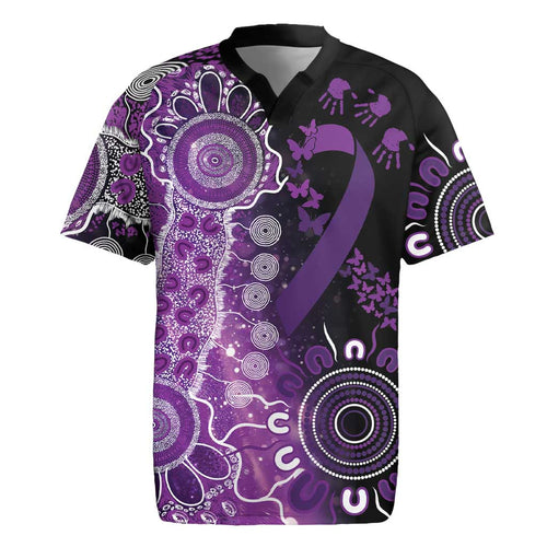 Domestic Violence Awareness Personalised Rugby Jersey Aboriginal Ribbon Dot Painting