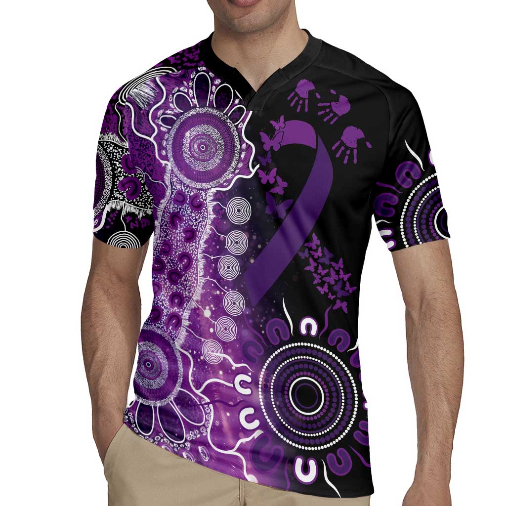 Domestic Violence Awareness Personalised Rugby Jersey Aboriginal Ribbon Dot Painting