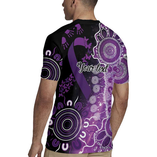 Domestic Violence Awareness Personalised Rugby Jersey Aboriginal Ribbon Dot Painting