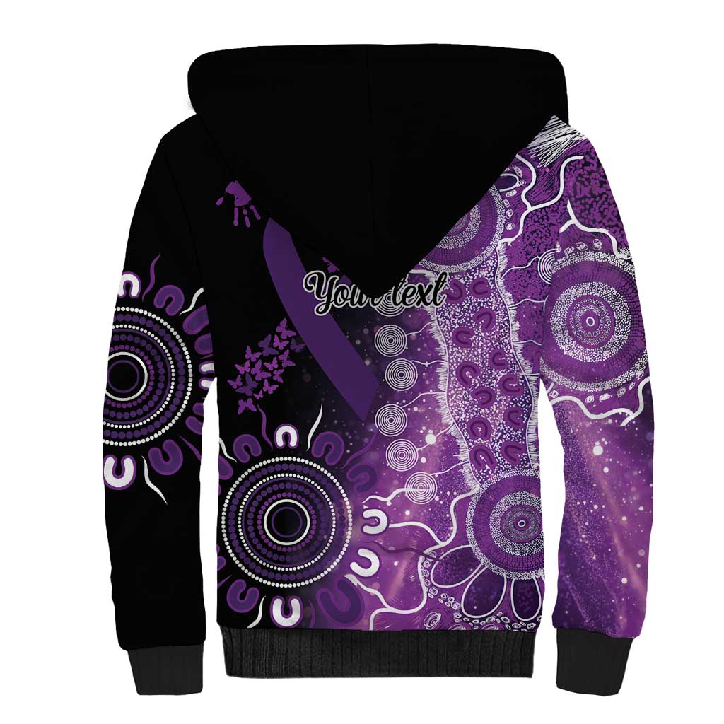 Domestic Violence Awareness Personalised Sherpa Hoodie Aboriginal Ribbon Dot Painting