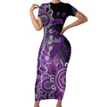 Domestic Violence Awareness Personalised Short Sleeve Bodycon Dress Aboriginal Ribbon Dot Painting