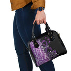 Domestic Violence Awareness Personalised Shoulder Handbag Aboriginal Ribbon Dot Painting