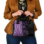 Domestic Violence Awareness Personalised Shoulder Handbag Aboriginal Ribbon Dot Painting