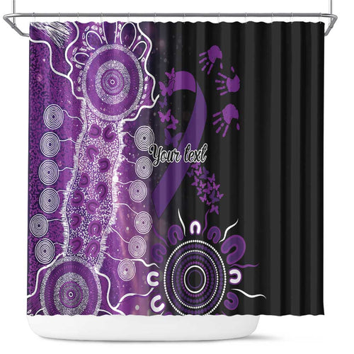 Domestic Violence Awareness Personalised Shower Curtain Aboriginal Ribbon Dot Painting