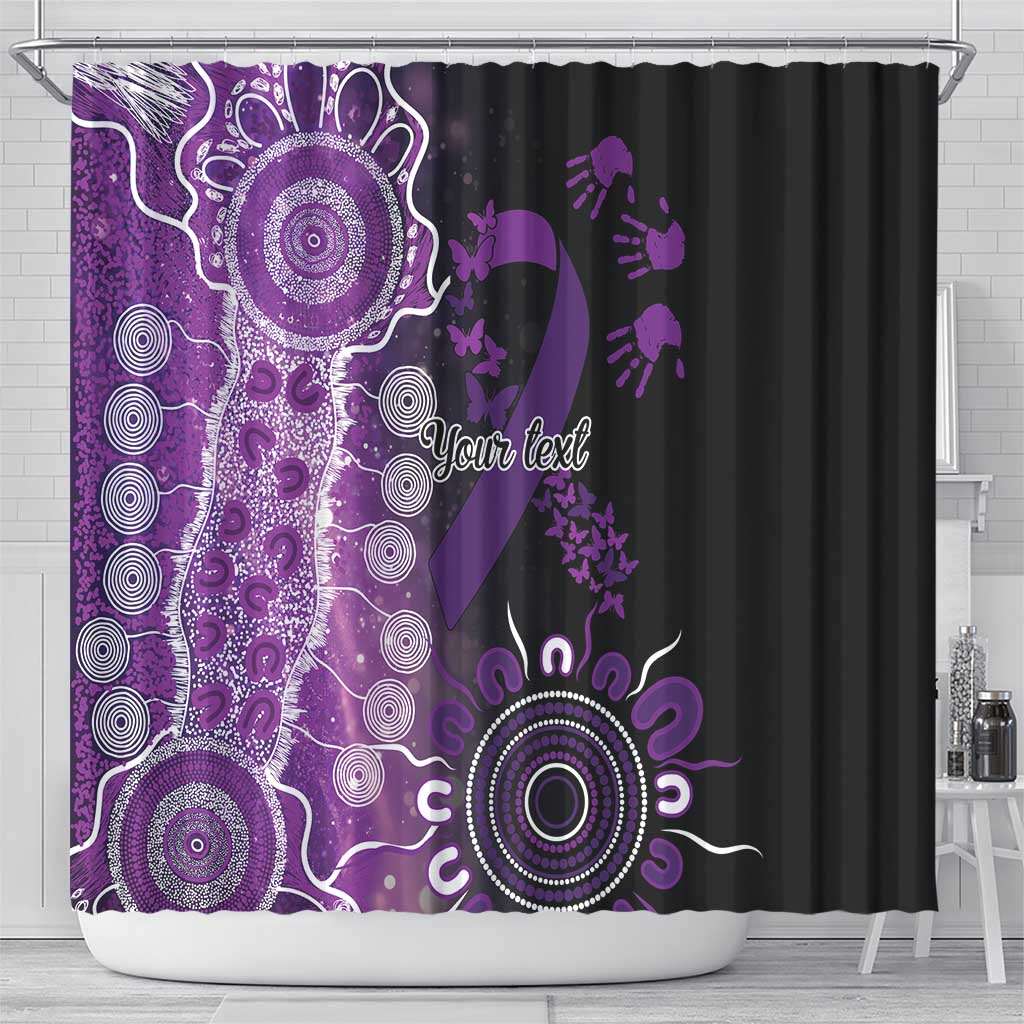 Domestic Violence Awareness Personalised Shower Curtain Aboriginal Ribbon Dot Painting