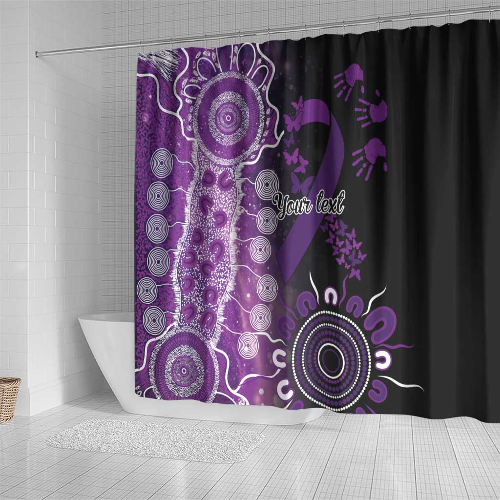 Domestic Violence Awareness Personalised Shower Curtain Aboriginal Ribbon Dot Painting