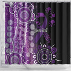 Domestic Violence Awareness Personalised Shower Curtain Aboriginal Ribbon Dot Painting