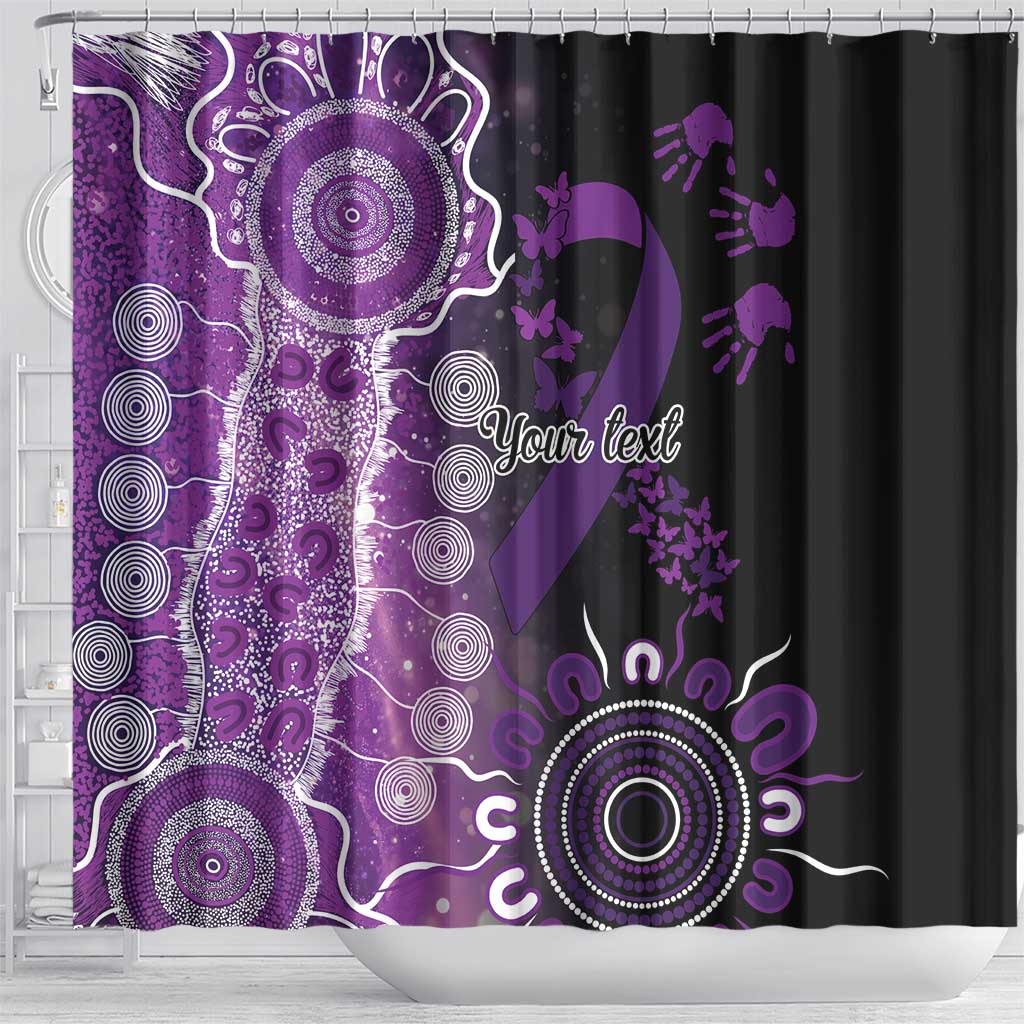 Domestic Violence Awareness Personalised Shower Curtain Aboriginal Ribbon Dot Painting