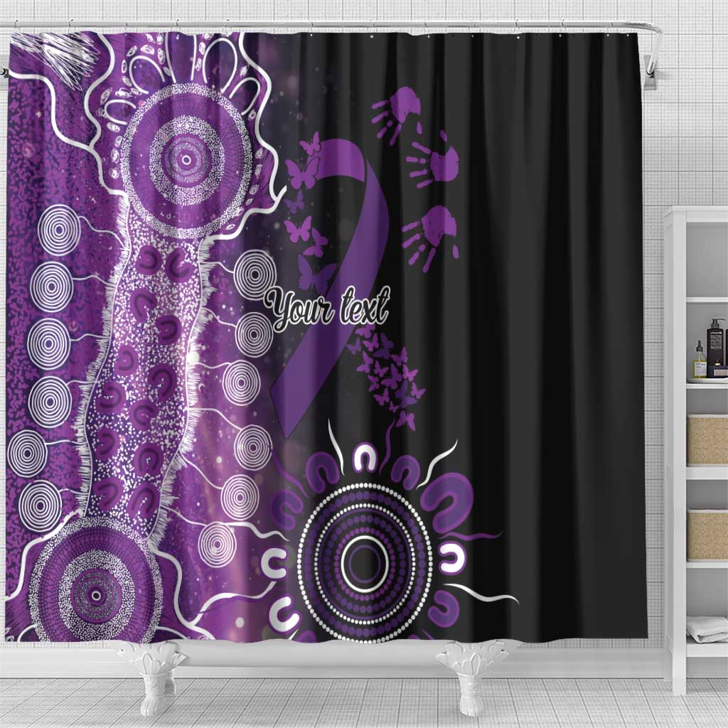 Domestic Violence Awareness Personalised Shower Curtain Aboriginal Ribbon Dot Painting