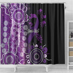 Domestic Violence Awareness Personalised Shower Curtain Aboriginal Ribbon Dot Painting