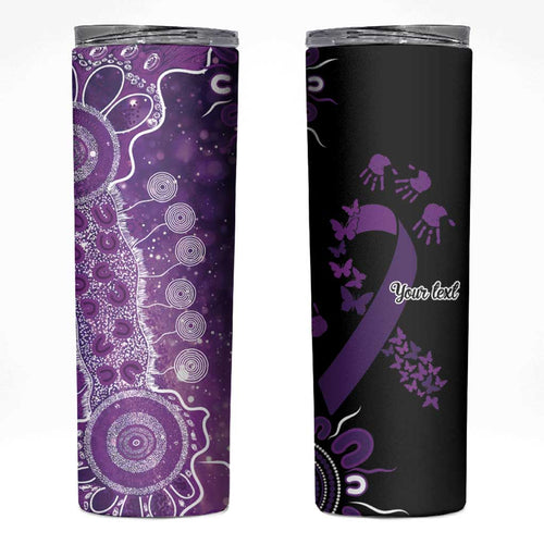 Domestic Violence Awareness Personalised Skinny Tumbler Aboriginal Ribbon Dot Painting
