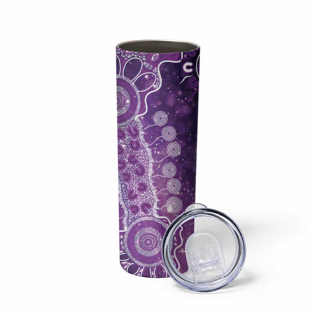 Domestic Violence Awareness Personalised Skinny Tumbler Aboriginal Ribbon Dot Painting