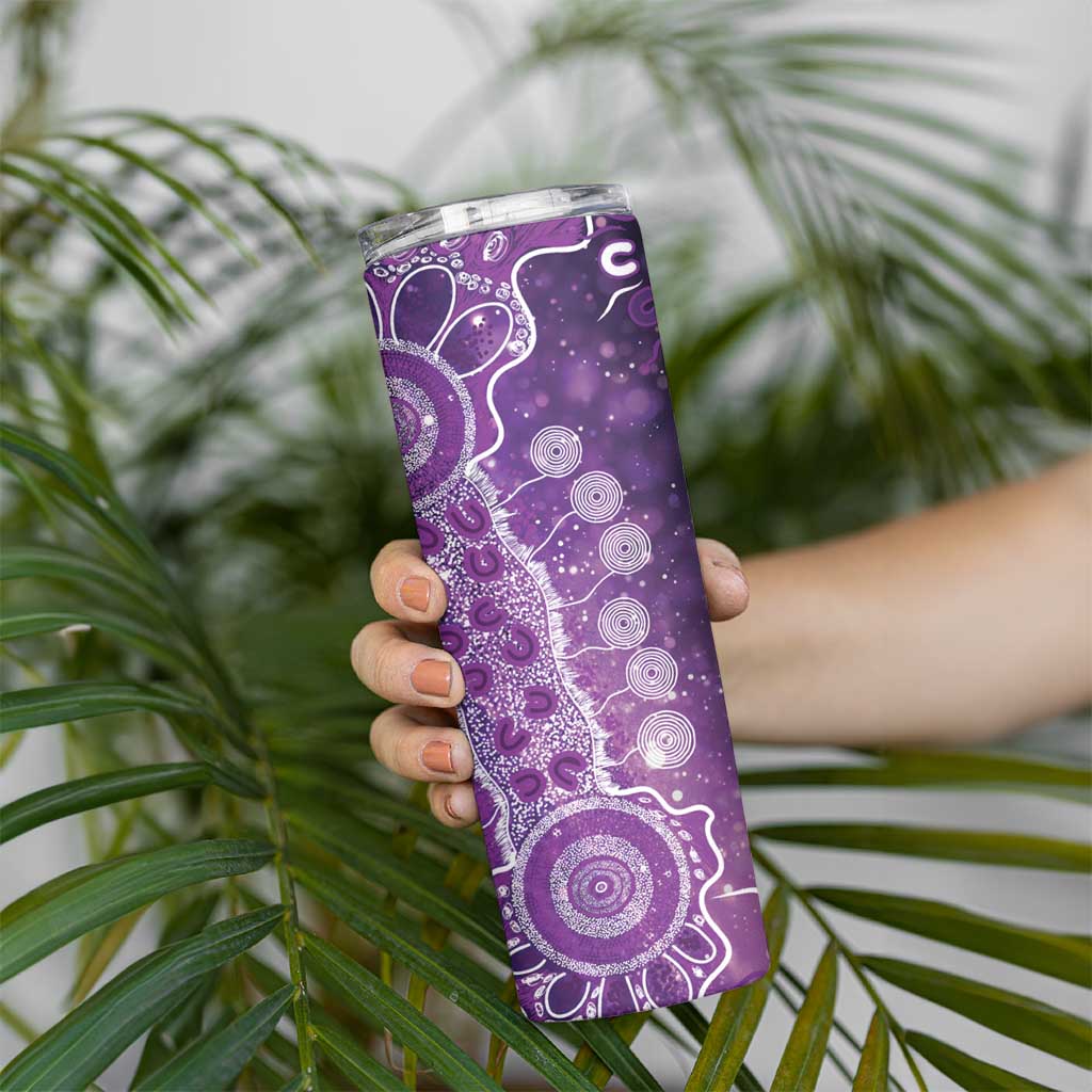 Domestic Violence Awareness Personalised Skinny Tumbler Aboriginal Ribbon Dot Painting