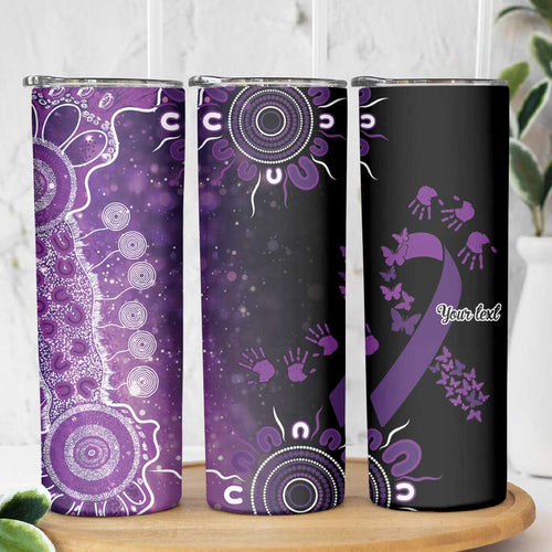 Domestic Violence Awareness Personalised Skinny Tumbler Aboriginal Ribbon Dot Painting
