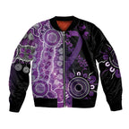 Domestic Violence Awareness Personalised Sleeve Zip Bomber Jacket Aboriginal Ribbon Dot Painting