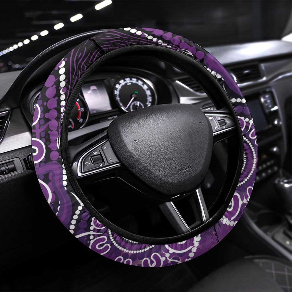 Domestic Violence Awareness Steering Wheel Cover Aboriginal Ribbon Dot Painting