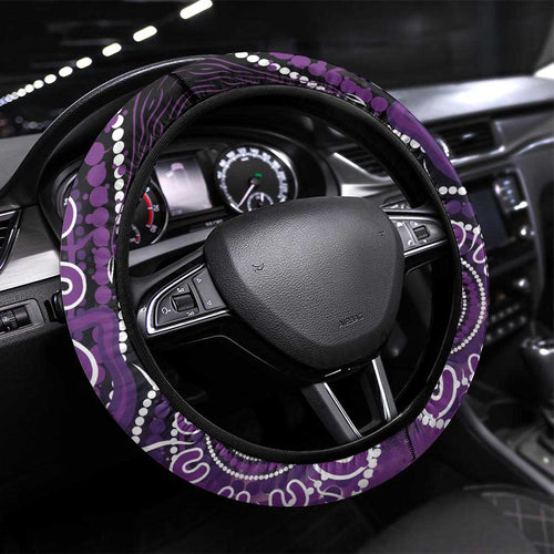 Domestic Violence Awareness Steering Wheel Cover Aboriginal Ribbon Dot Painting