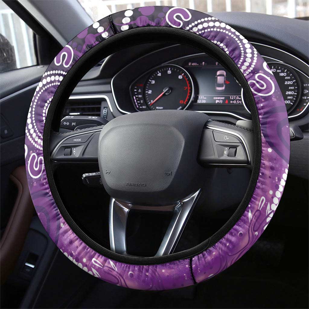 Domestic Violence Awareness Steering Wheel Cover Aboriginal Ribbon Dot Painting