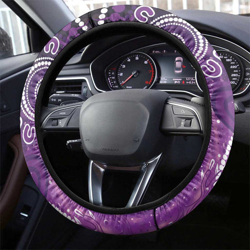 Domestic Violence Awareness Steering Wheel Cover Aboriginal Ribbon Dot Painting