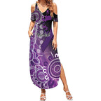 Domestic Violence Awareness Personalised Summer Maxi Dress Aboriginal Ribbon Dot Painting