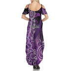 Domestic Violence Awareness Personalised Summer Maxi Dress Aboriginal Ribbon Dot Painting