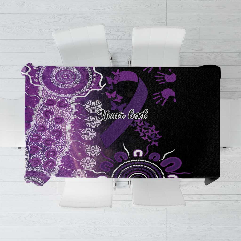 Domestic Violence Awareness Personalised Tablecloth Aboriginal Ribbon Dot Painting