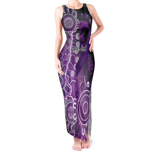 Domestic Violence Awareness Personalised Tank Maxi Dress Aboriginal Ribbon Dot Painting