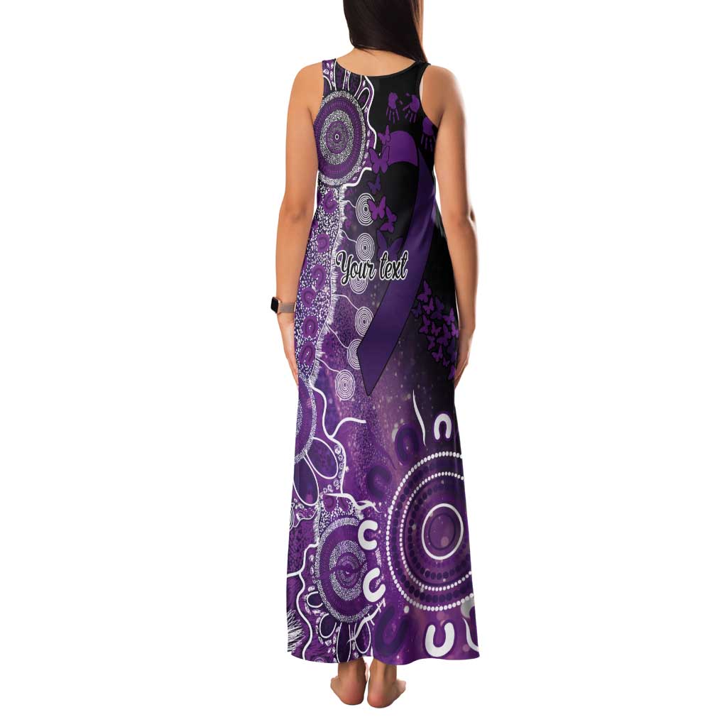 Domestic Violence Awareness Personalised Tank Maxi Dress Aboriginal Ribbon Dot Painting